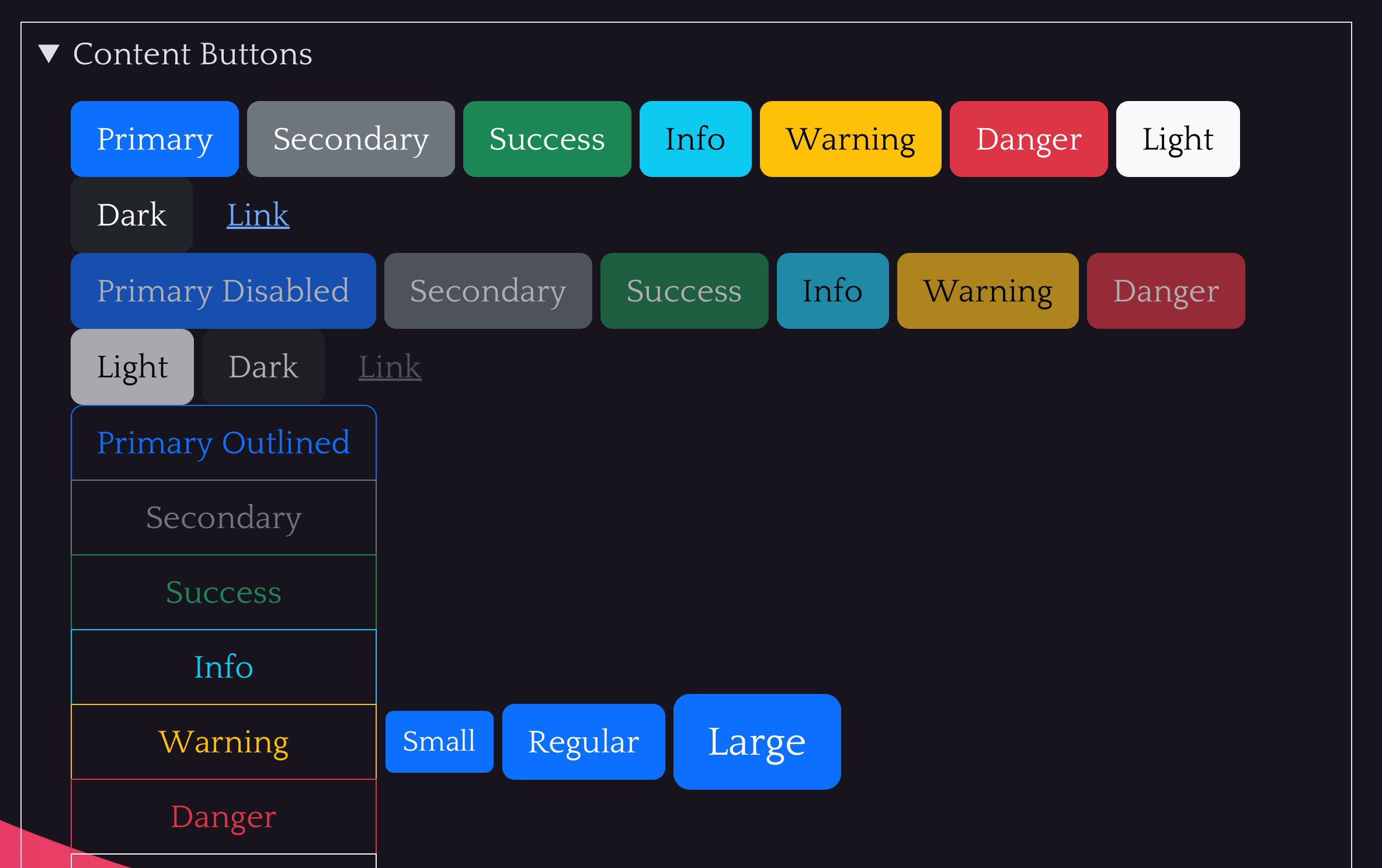 Style Guide buttons